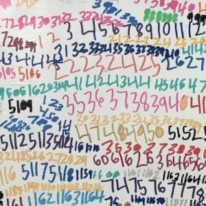Painting of many different multicolored numbers